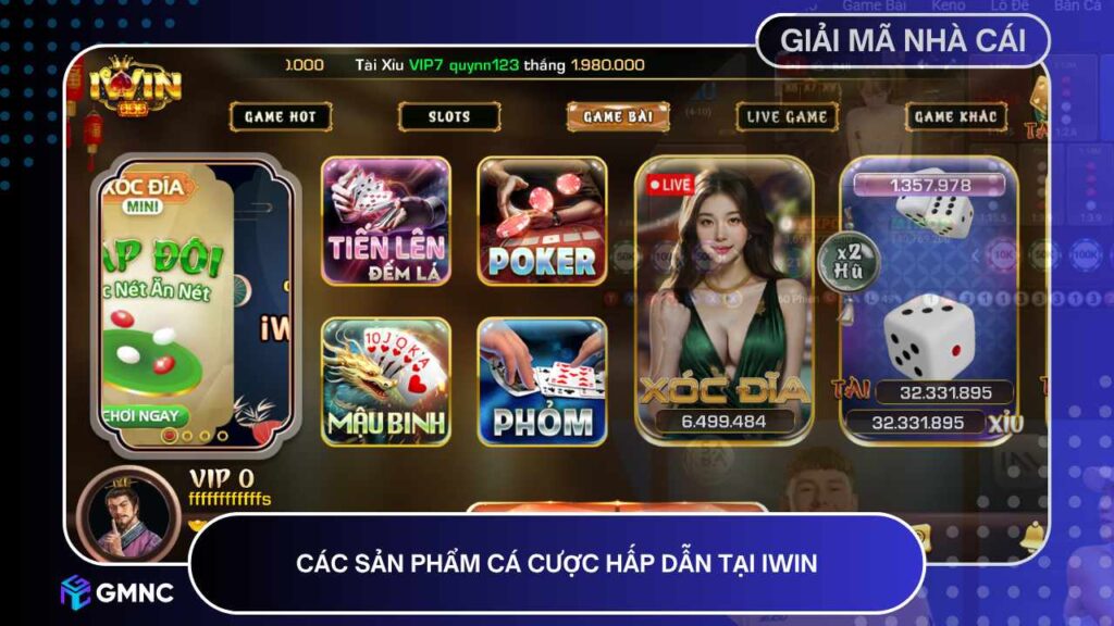 Các sản phẩm cá cược hấp dẫn tại IWIN