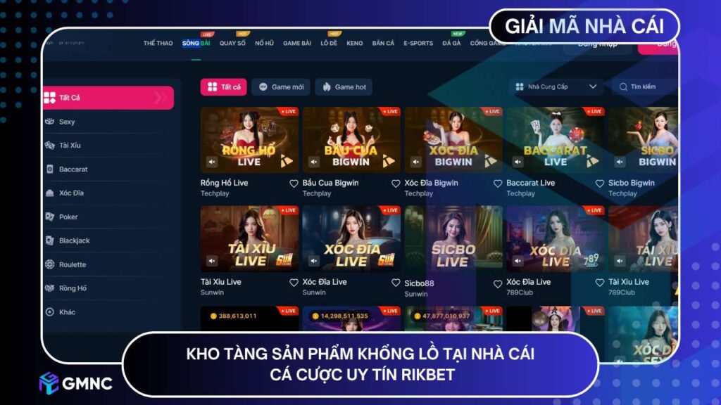 Kho tàng sản phẩm khổng lồ tại nhà cái cá cược uy tín RikBet