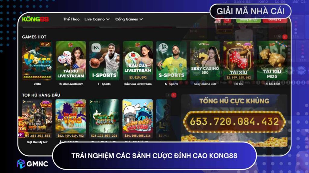 Trải nghiệm các sảnh cược đỉnh cao KONG88