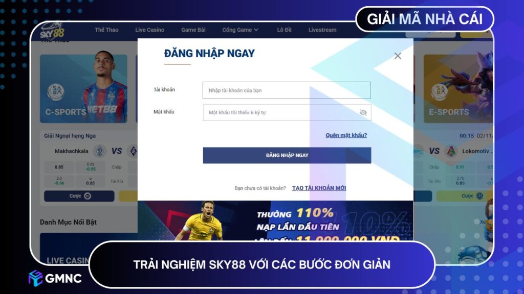 Trải nghiệm Sky88 với các bước đơn giản