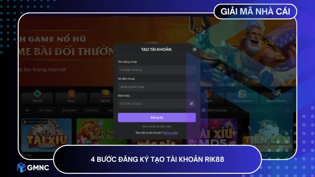 Bạn có thể đăng ký Rik88 trong 4 bước