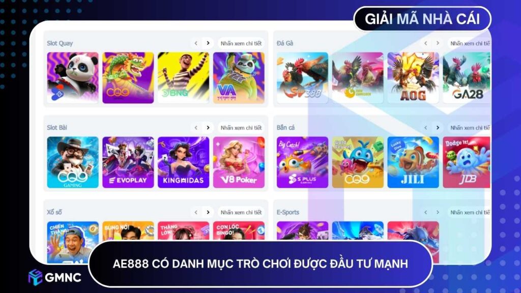 AE888 có danh mục trò chơi được đầu tư mạnh
