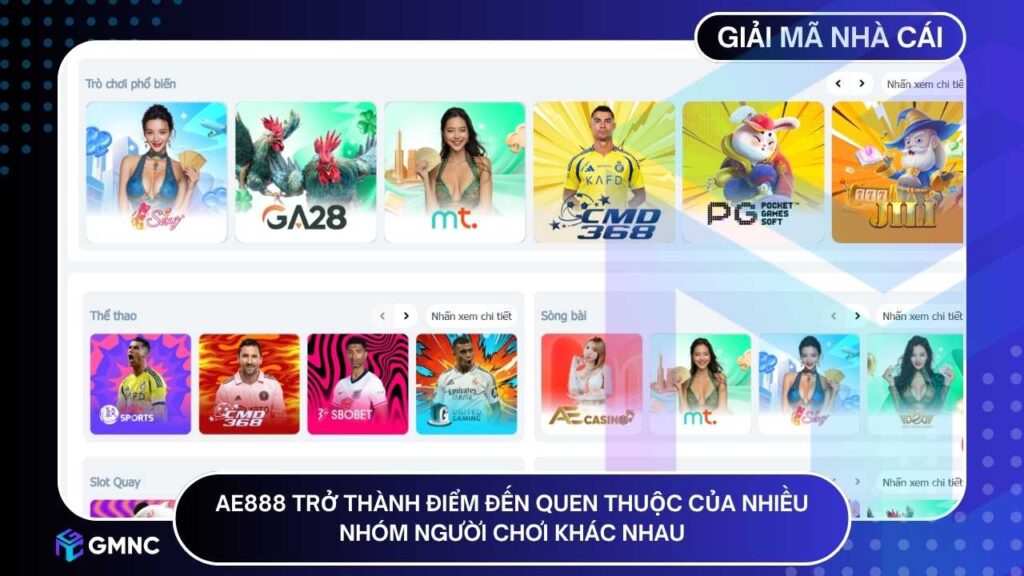 AE888 trở thành điểm đến quen thuộc của nhiều nhóm người chơi khác nhau