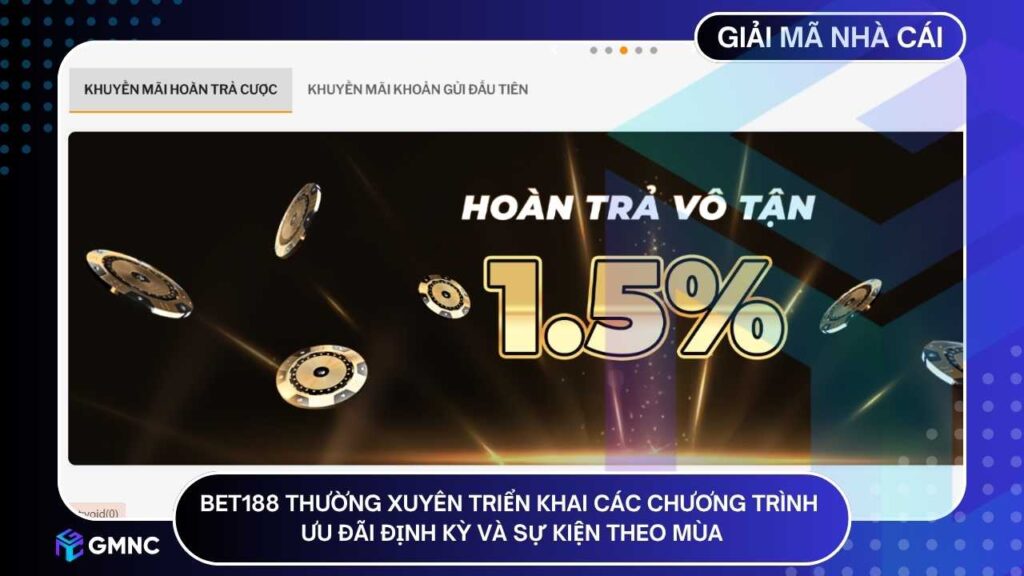 BET188 thường xuyên triển khai các chương trình ưu đãi định kỳ và sự kiện theo mùa