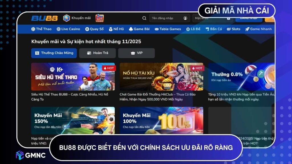 BU88 được biết đến với chính sách ưu đãi rõ ràng và có giới hạn cụ thể
