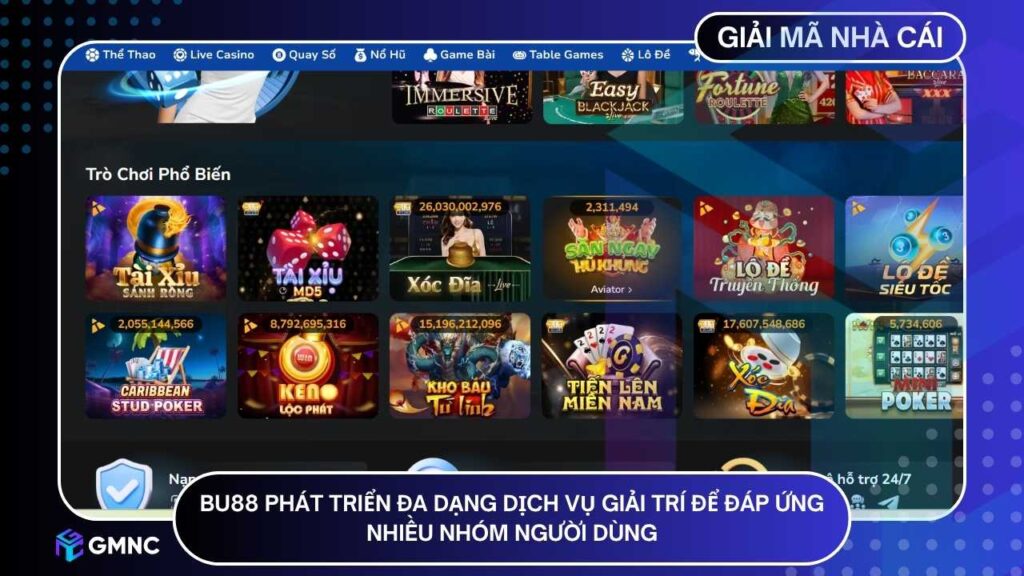BU88 phát triển đa dạng dịch vụ giải trí để đáp ứng nhiều nhóm người dùng