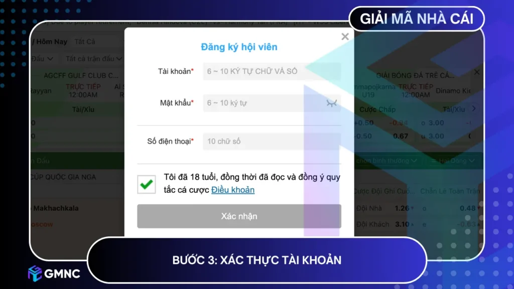 Xác thực tài khoản để tiến hành kích hoạt và đảm bảo quyền lợi người chơi