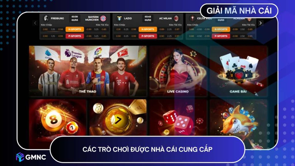 Các trò chơi được nhà cái cung cấp
