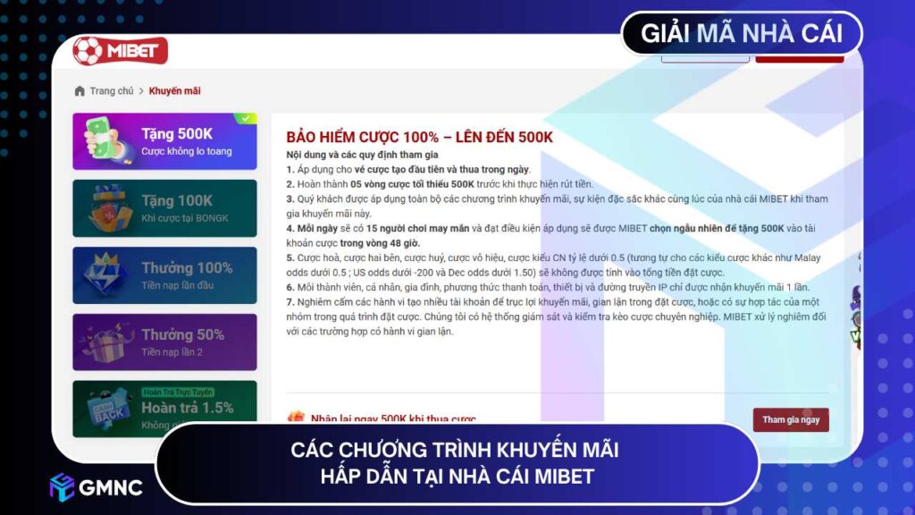 Các chương trình khuyến mãi hấp dẫn tại nhà cái Mibet