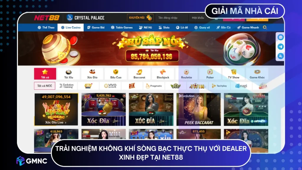 Trải nghiệm không khí sòng bạc thực thụ với dealer xinh đẹp tại NET88