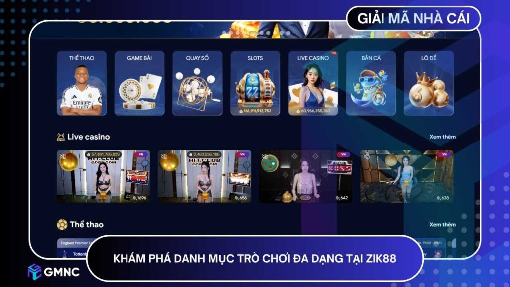 Khám phá những danh mục trò chơi đa dạng tại ZIK88