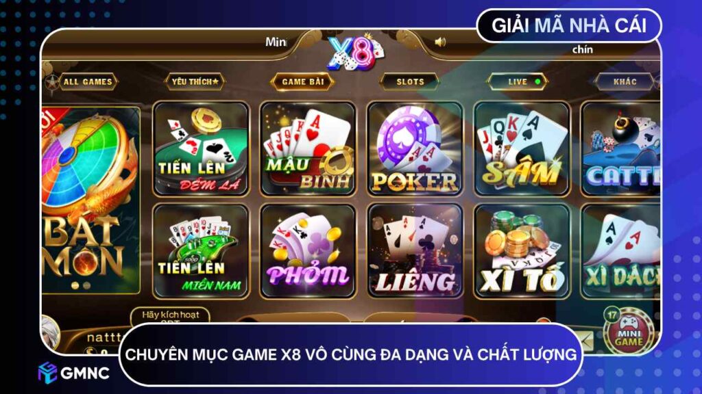 Chuyên mục game X8 vô cùng đa dạng và chất lượng