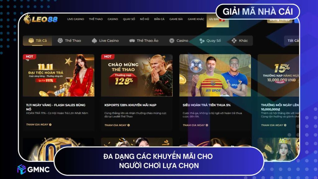 Đa dạng các khuyến mãi cho người chơi lựa chọn