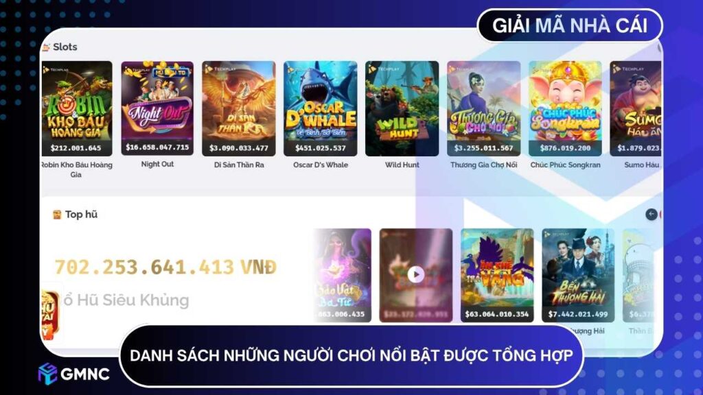 Danh sách những người chơi nổi bật được tổng hợp dựa trên dữ liệu minh bạch