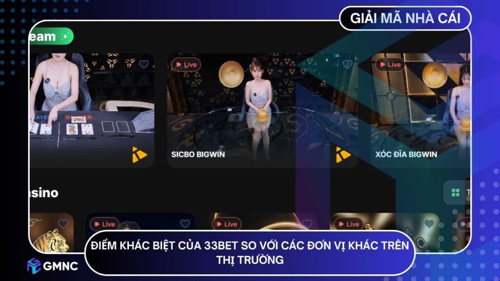 Điểm khác biệt của 33BET so với các đơn vị khác trên thị trường