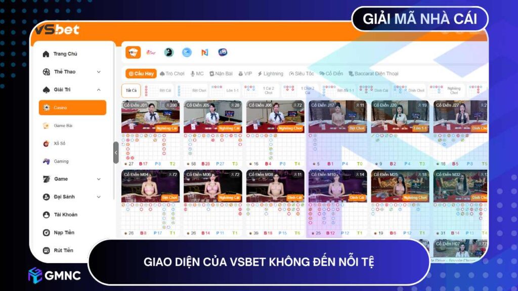 Giao diện của VSBET không đến nỗi tệ