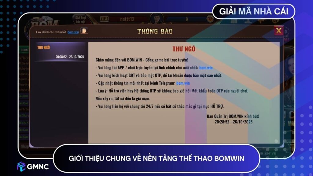 Giới thiệu chung về nền tảng thể thao BOMWIN