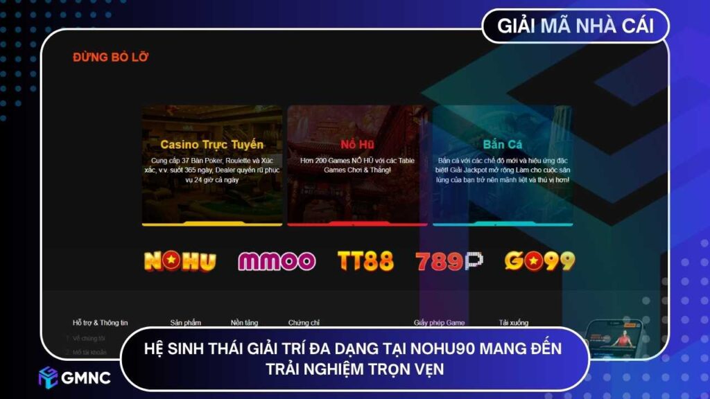 Hệ sinh thái giải trí đa dạng tại NOHU90 mang đến trải nghiệm trọn vẹn