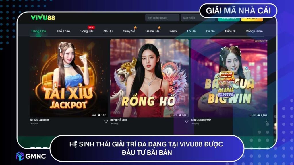 Hệ sinh thái giải trí đa dạng tại VIVU88 được đầu tư bài bản