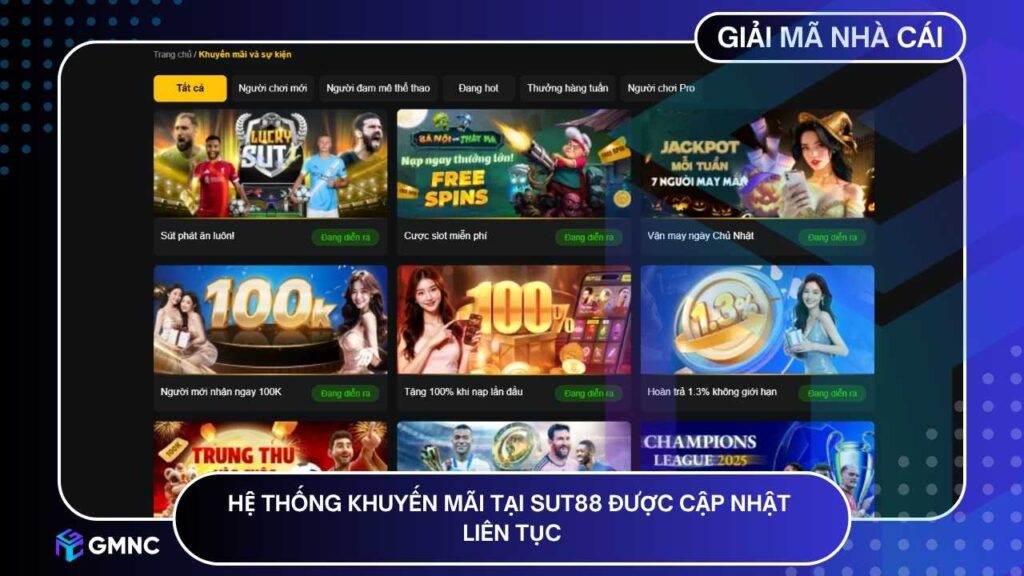 Hệ thống khuyến mãi tại SUT88 được cập nhật liên tục