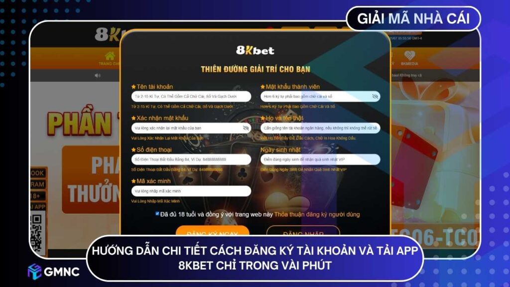 Hướng dẫn chi tiết cách đăng ký tài khoản và tải app 8KBET chỉ trong vài phút