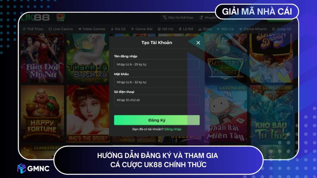 Hướng dẫn đăng ký và tham gia cá cược UK88 chính thức