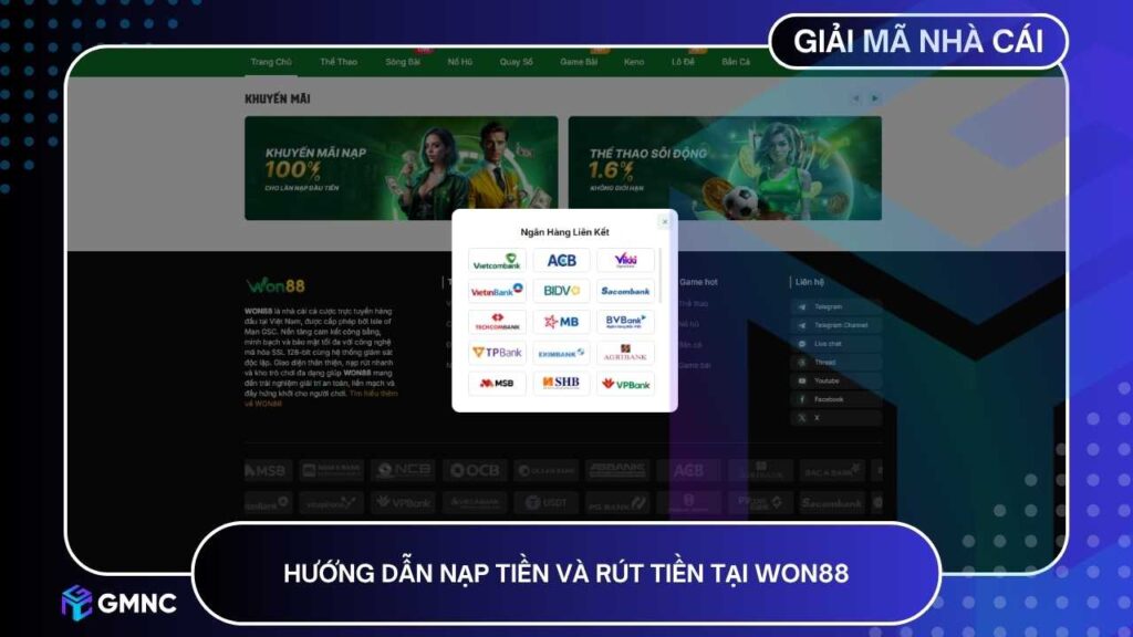 Người chơi có thể dễ dàng nạp tiền để bắt đầu trải nghiệm các trò chơi hấp dẫn tại WON88