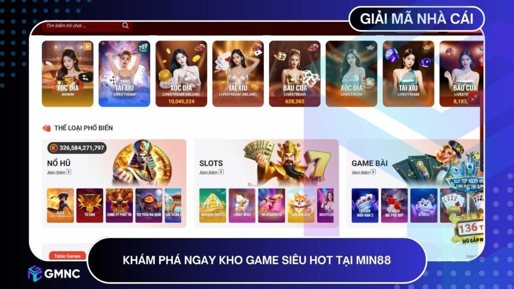 Khám phá kho game siêu hot tại MIN88 với hơn 2000 trò chơi trải rộng trên mọi lĩnh vực