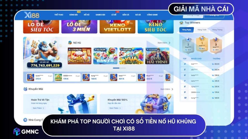 Bảng xếp hạng 10 người chơi nổ hũ lớn nhất gần đây