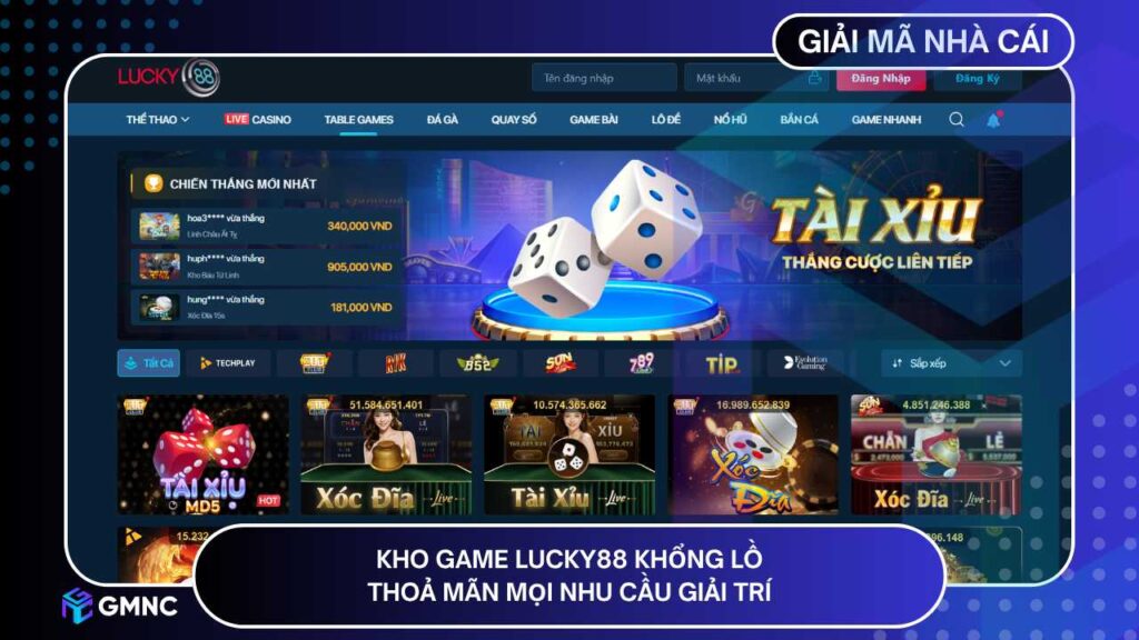 Kho game LUCKY88 khổng lồ, thoả mãn mọi nhu cầu giải trí
