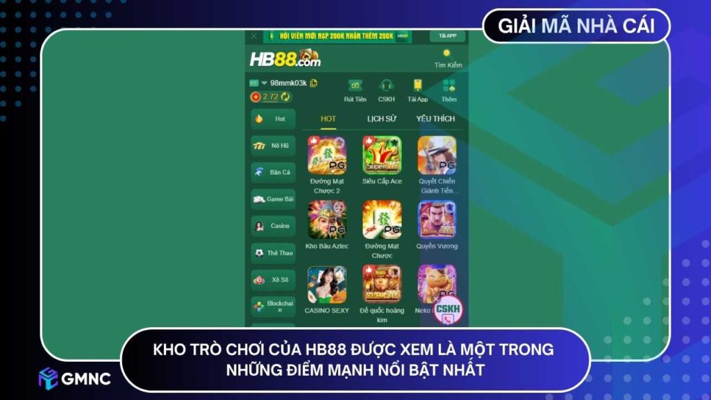 Kho trò chơi của HB88 được xem là một trong những điểm mạnh nổi bật nhất