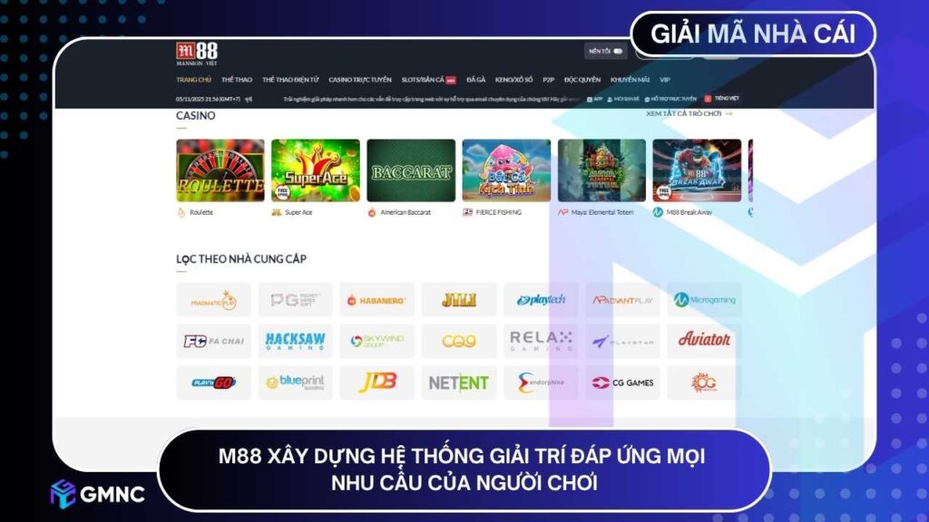 M88 xây dựng hệ thống giải trí toàn diện, đáp ứng mọi nhu cầu của người chơi