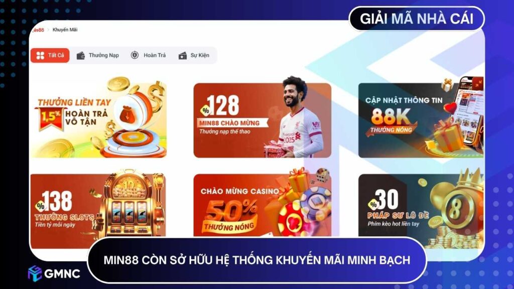 MIN88 còn sở hữu hệ thống khuyến mãi minh bạch