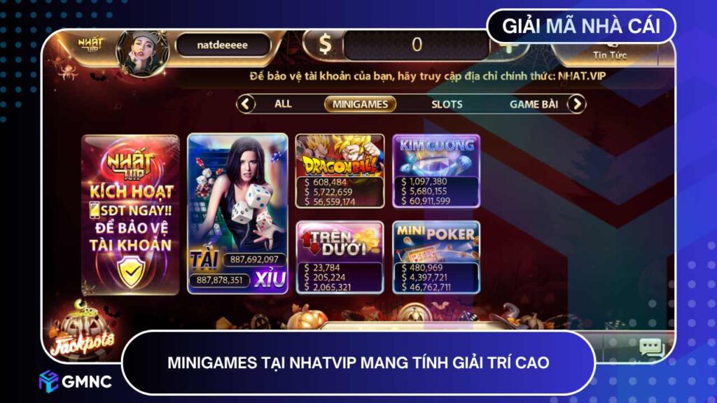 Minigames tại NHATVIP mang tính giải trí cao