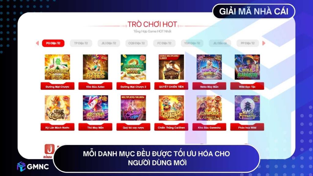 Mỗi danh mục đều được tối ưu hóa cho người dùng mới