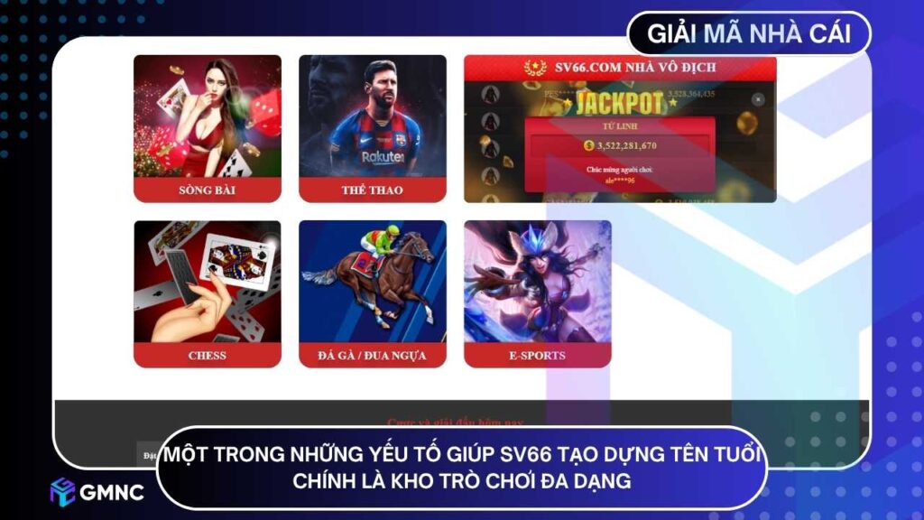 Một trong những yếu tố giúp SV66 tạo dựng tên tuổi chính là kho trò chơi đa dạng