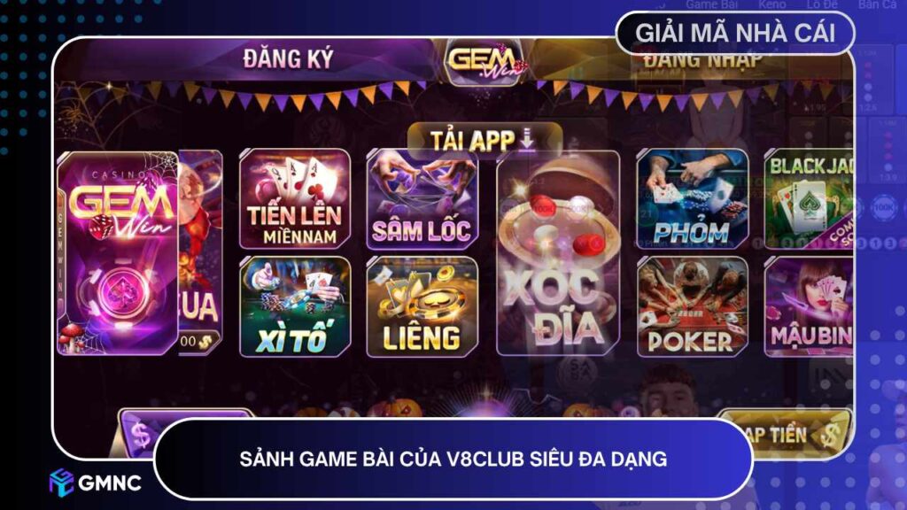 Sảnh game bài của V8Club siêu đa dạng