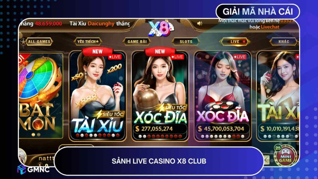 Sảnh Live Casino X8 Club