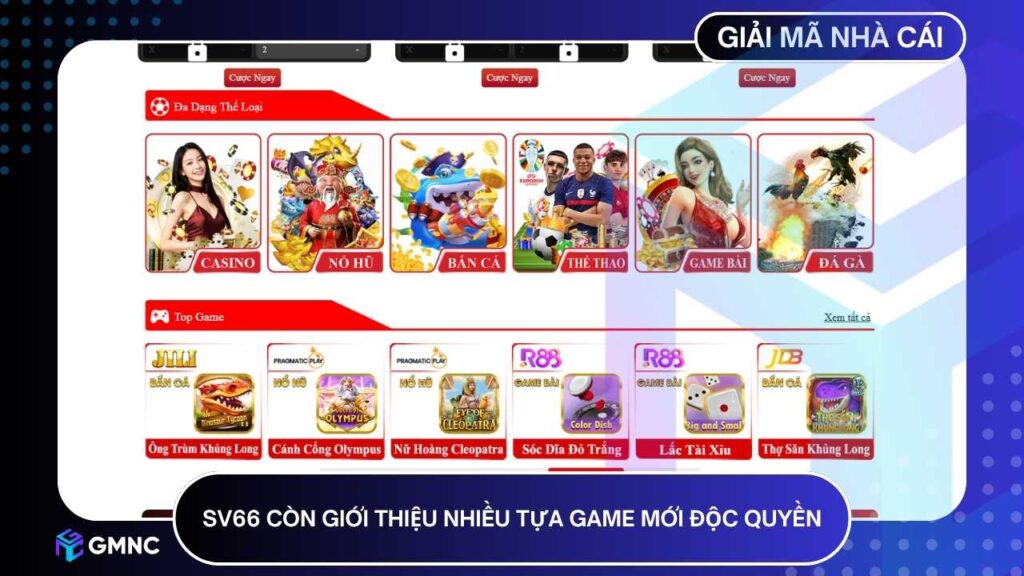 SV66 giới thiệu nhiều tựa game mới độc quyền