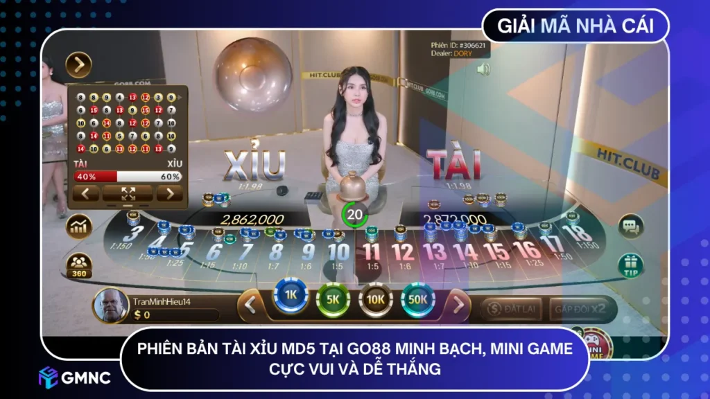 Phiên bản Tài Xỉu MD5 TẠI gO88 minh bạch, mini game cực vui và dễ thắng