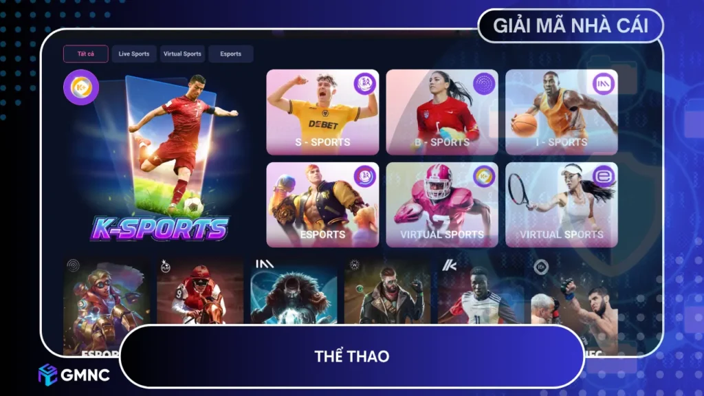 Kho kèo thể thao & eSports đa dạng với cược sớm, cược live và đối tác uy tín như SBOBET, Saba, CMD368