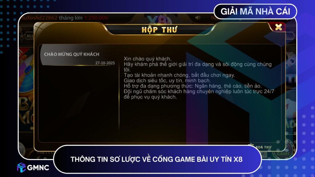 Thông tin sơ lược về cổng game bài uy tín X8