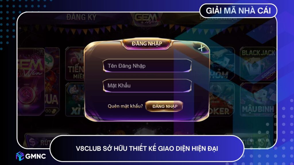 V8Club sở hữu thiết kế giao diện hiện đại