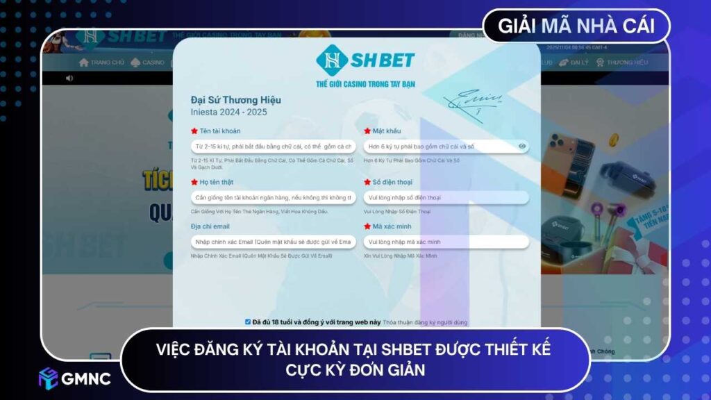 Việc đăng ký tài khoản tại SHBET được thiết kế cực kỳ đơn giản và thân thiện