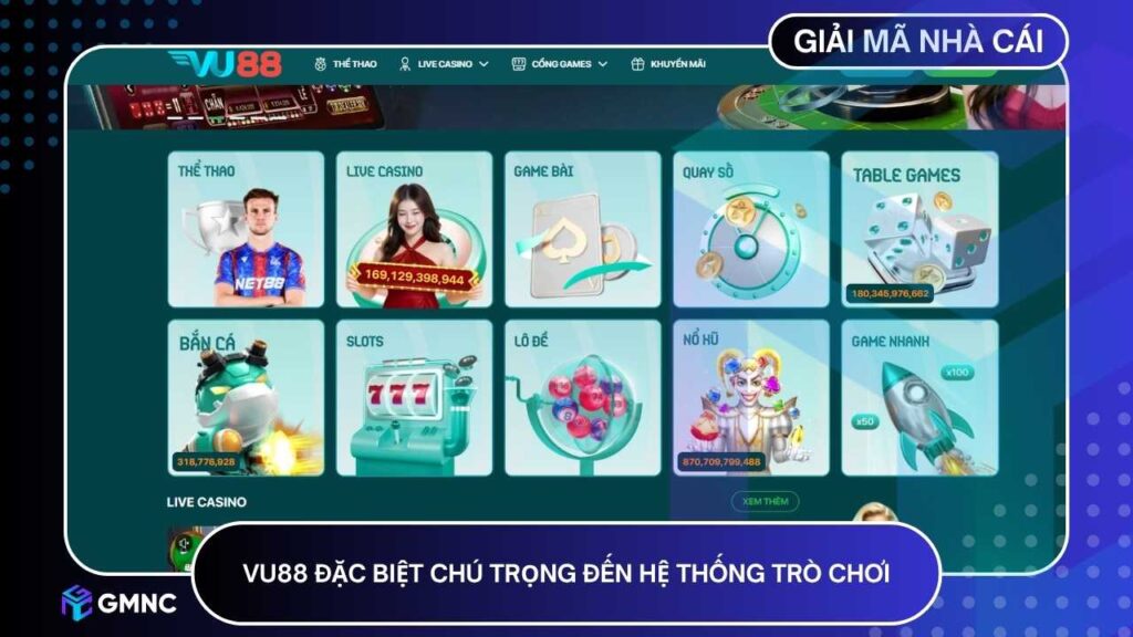 VU88 đặc biệt chú trọng đến hệ thống trò chơi