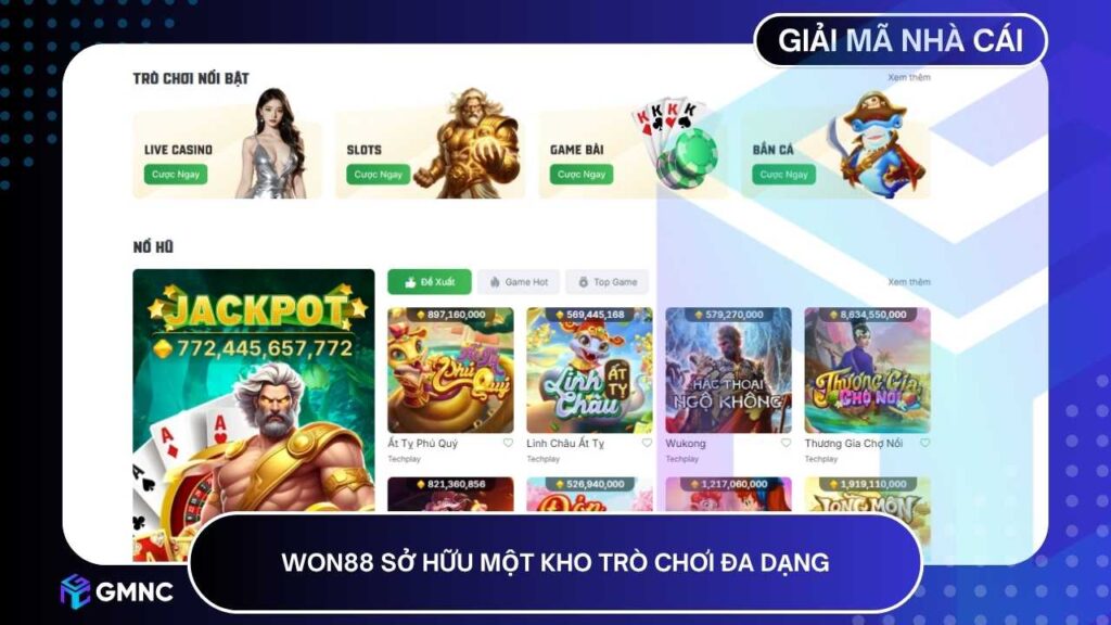 WON88 sở hữu một kho trò chơi đa dạng