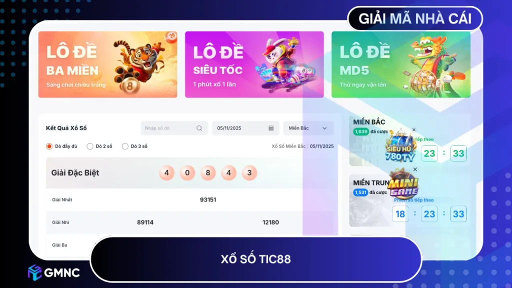 Xổ số đa dạng, cập nhật kết quả nhanh và minh bạch tại Tic88