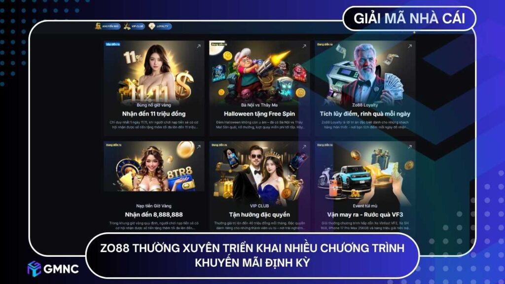 ZO88 thường xuyên triển khai nhiều chương trình ưu đãi và khuyến mãi định kỳ