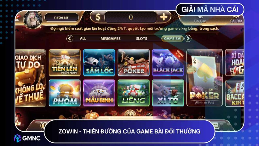 Zowin - Thiên đường của game bài đổi thưởng