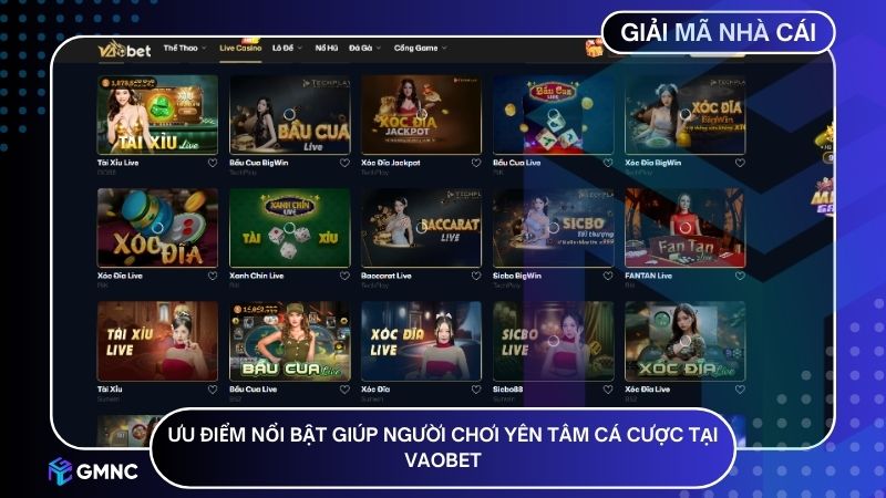 Ưu điểm nổi bật giúp người chơi yên tâm cá cược tại Vaobet
